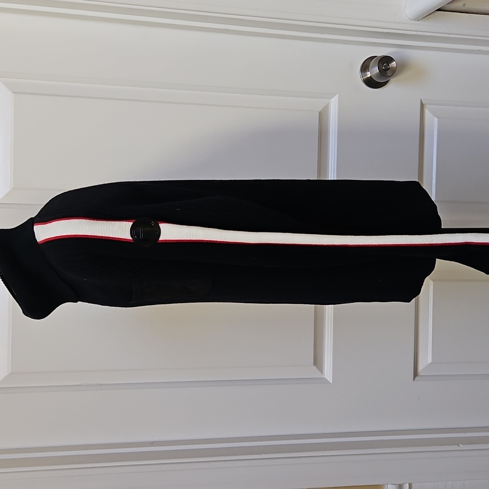TALBOTS  Black Sweater with Red and White Accents - XS